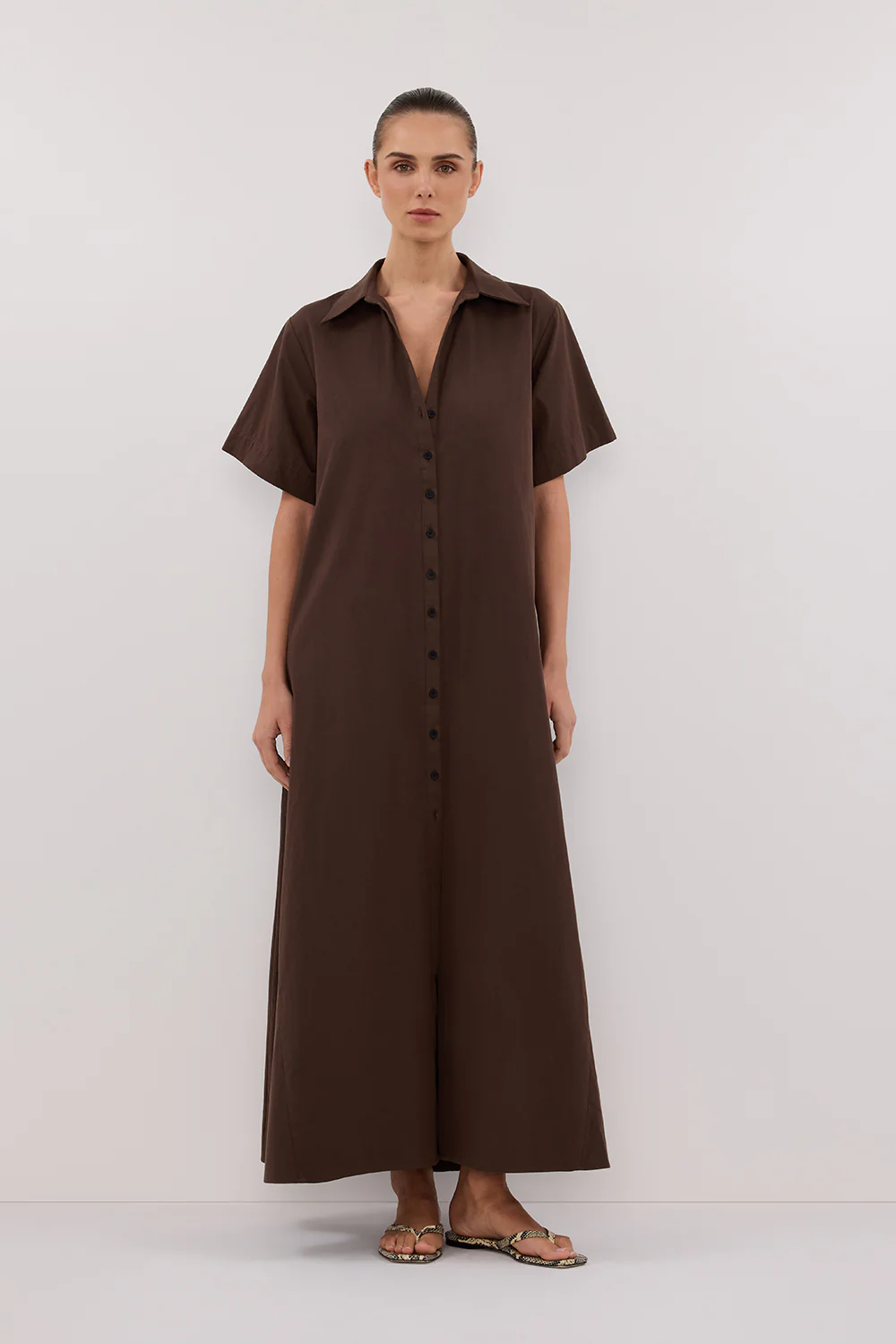 VIOLET BITTER CHOC SHIRT MIDI DRESS - Gamepaces
