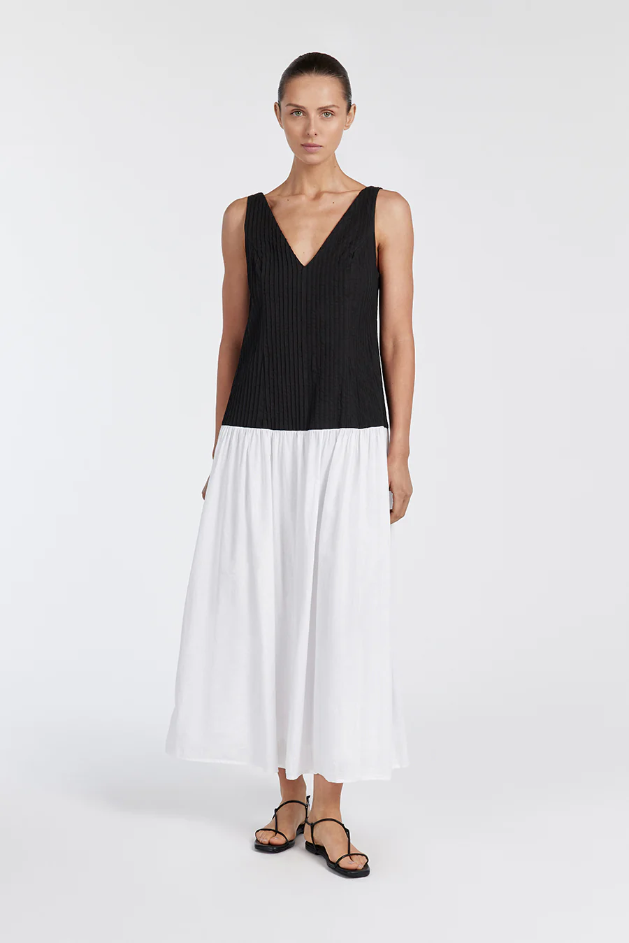 KELSIE BLACK & WHITE MIDI DRESS - Gamepaces