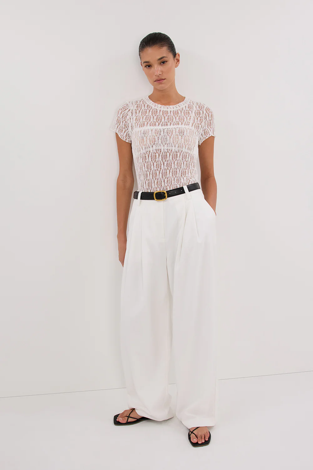 LIZZIE WHITE LACE CAP SLEEVE TOP - Gamepaces
