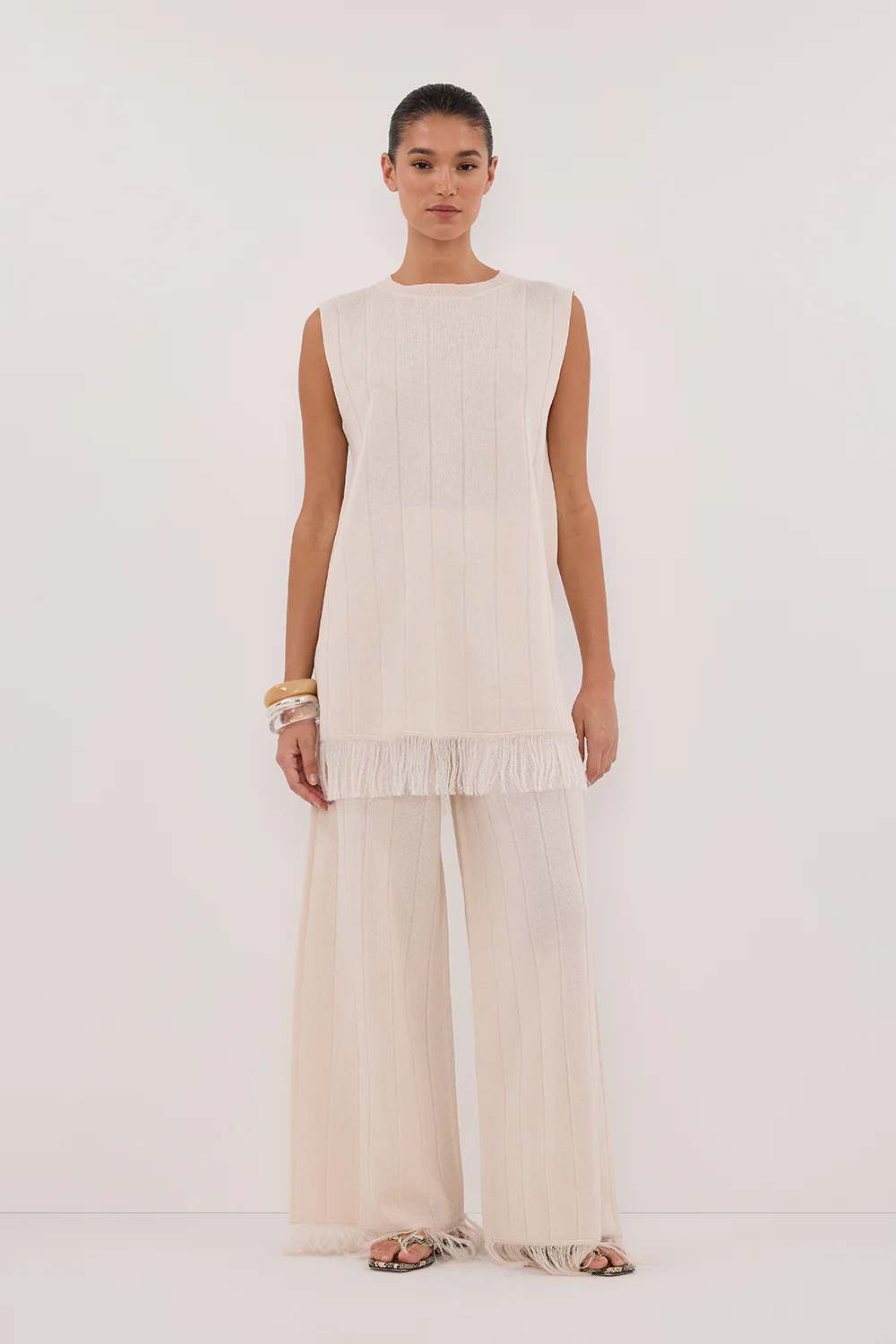 ARIA CREAM FRINGED TUNIC TOP - Gamepaces