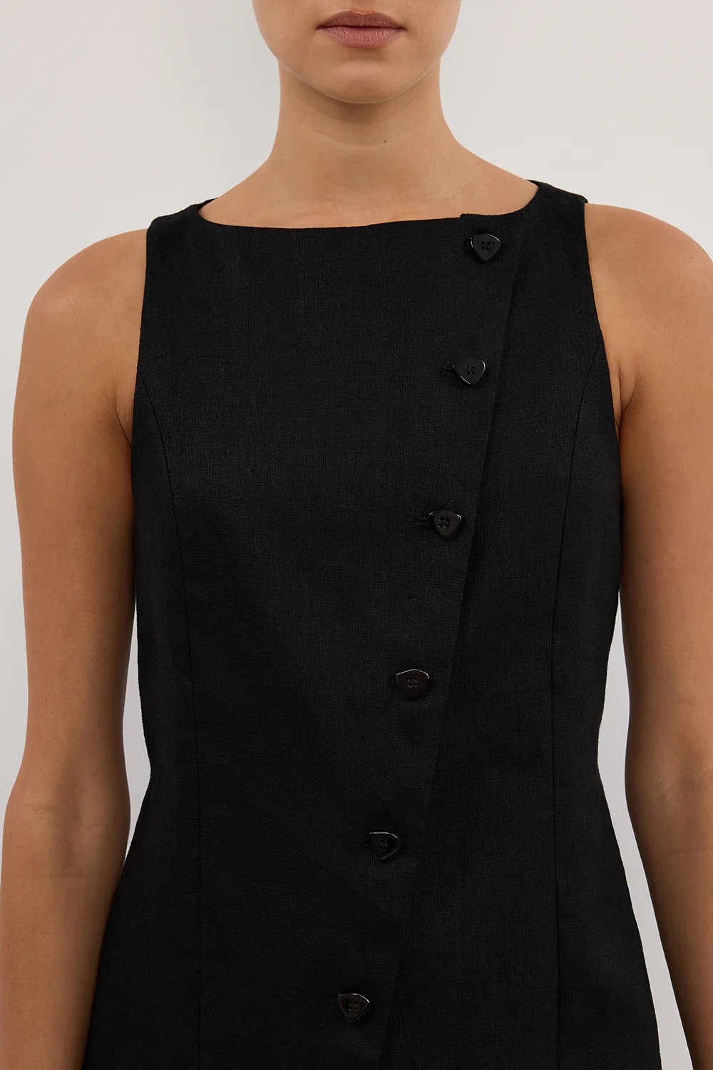 TOMMY BLACK LINEN MINI DRESS - Gamepaces