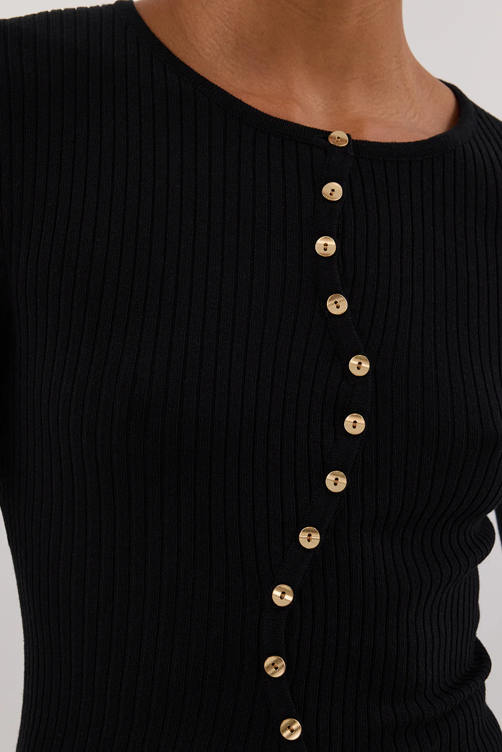 AMBER BLACK LONG SLEEVE KNIT CARDIGAN - Gamepaces
