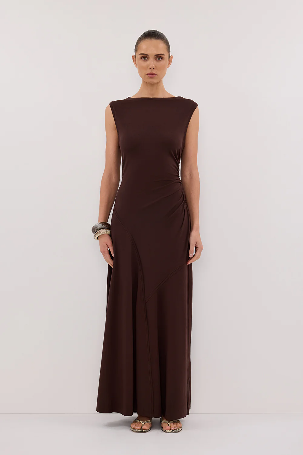 HADLEY CHOC SLEEVELESS KNIT MAXI DRESS - Gamepaces