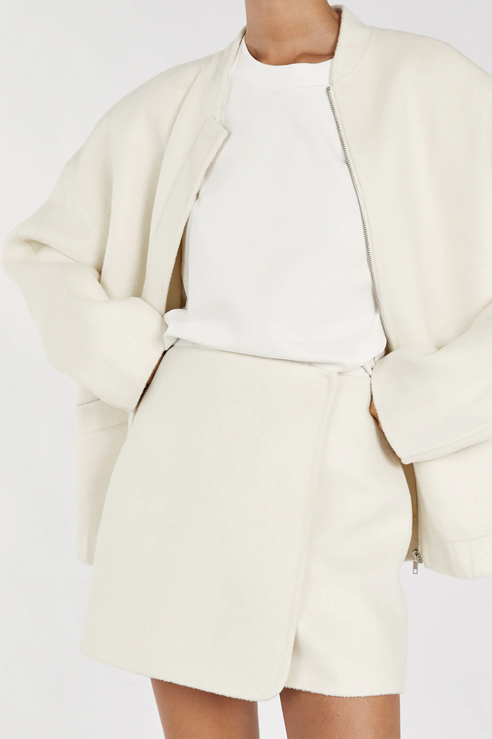 JERI CREAM WOOL BLEND MINI SKIRT - Gamepaces