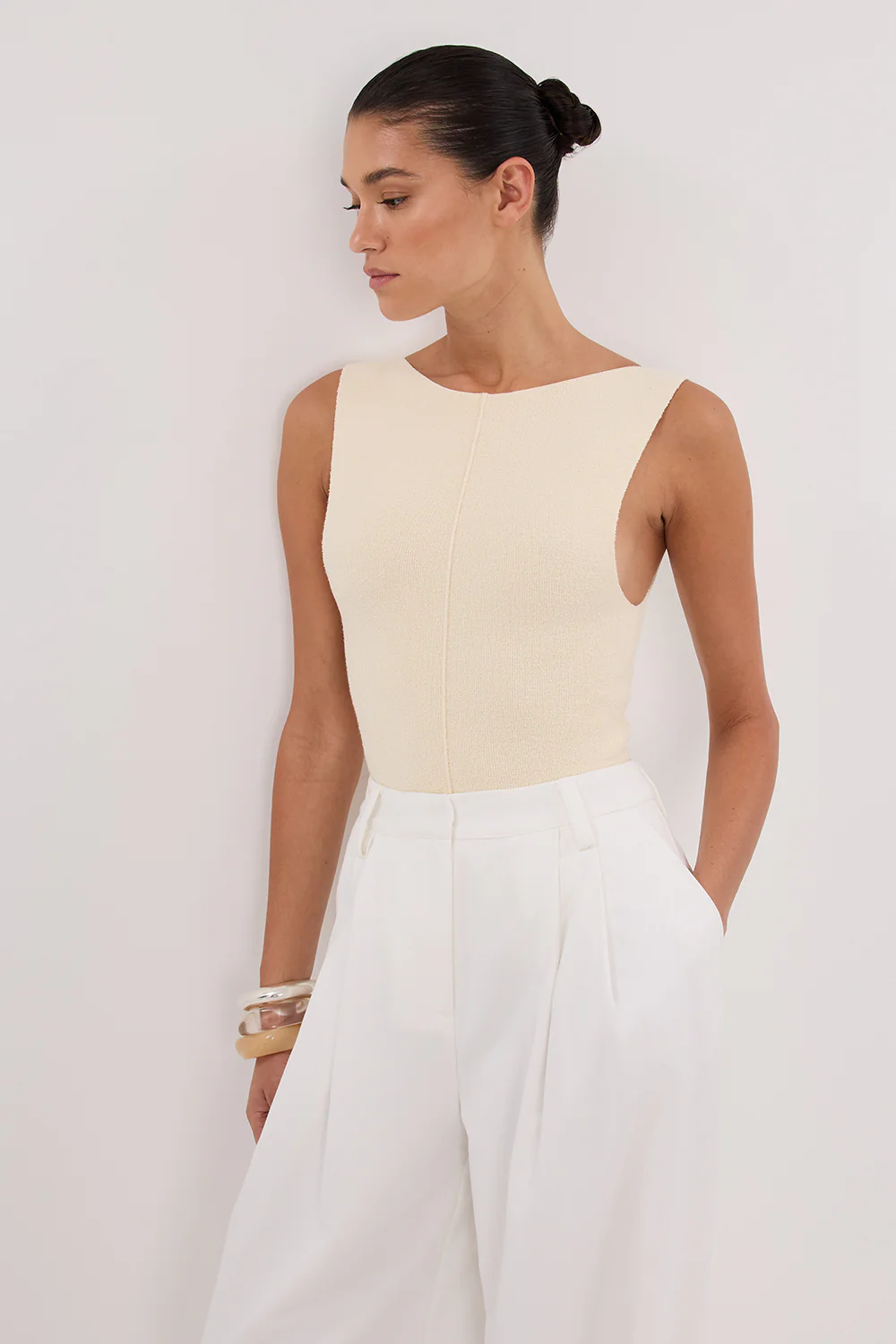 OWEN CREAM BOAT NECK TOP - Gamepaces