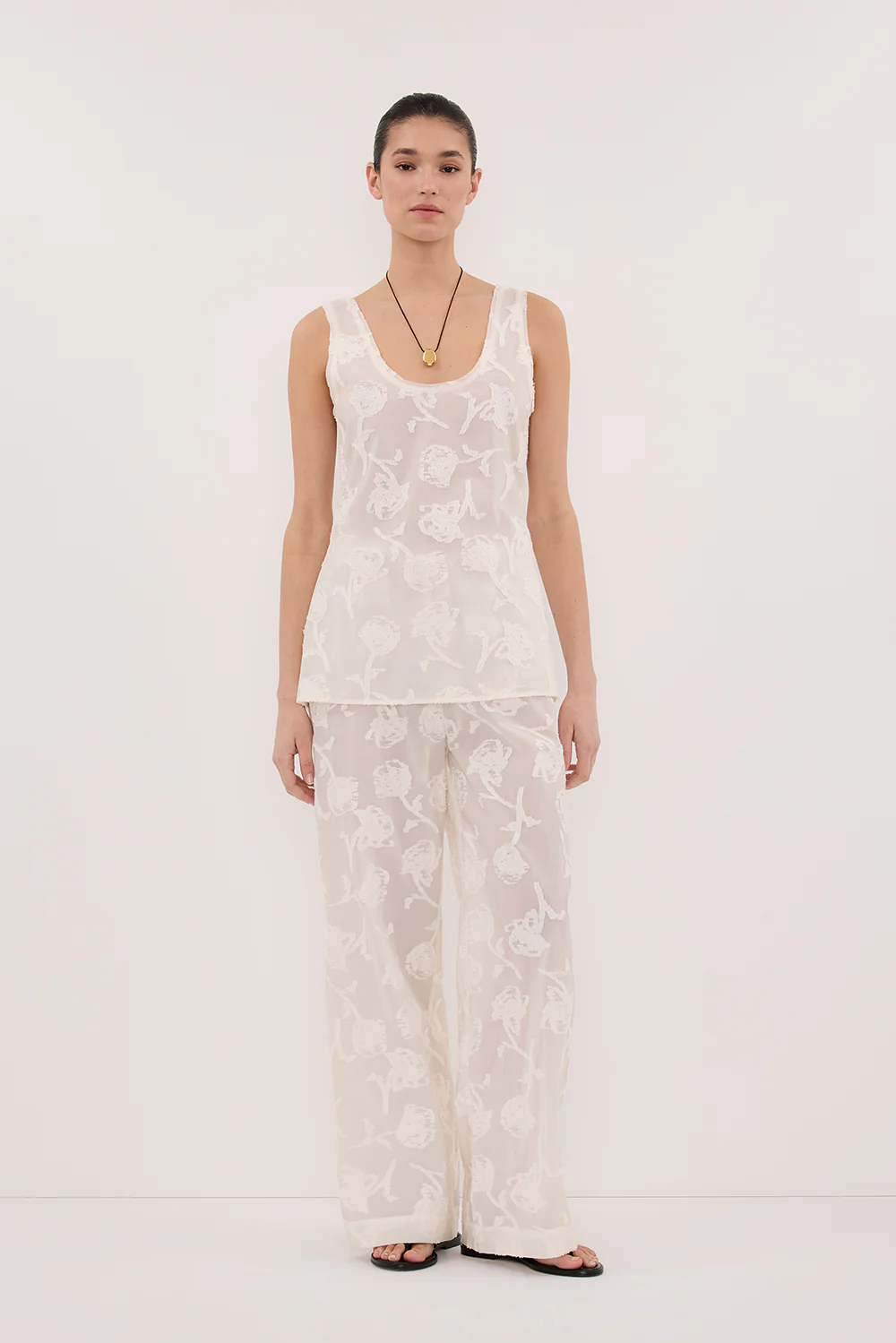 AZALEA OFF WHITE JACQUARD CAMI TOP - Gamepaces
