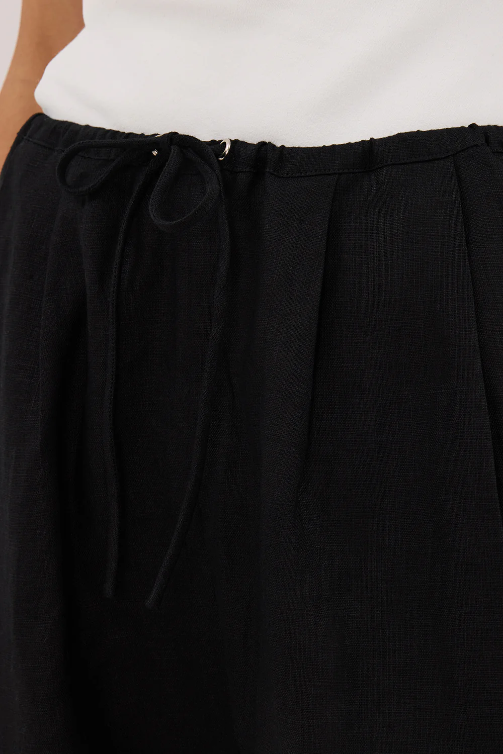 CARLA BLACK DRAWSTRING LINEN PANT - Gamepaces