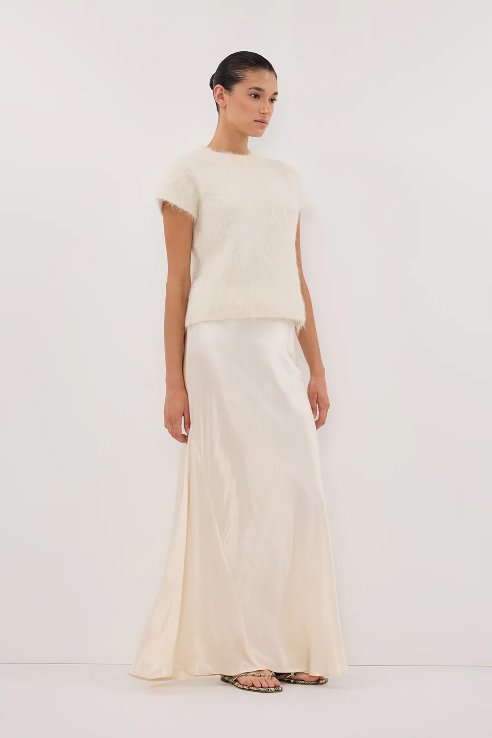 CHARLI CREAM SATIN MAXI SKIRT - Gamepaces