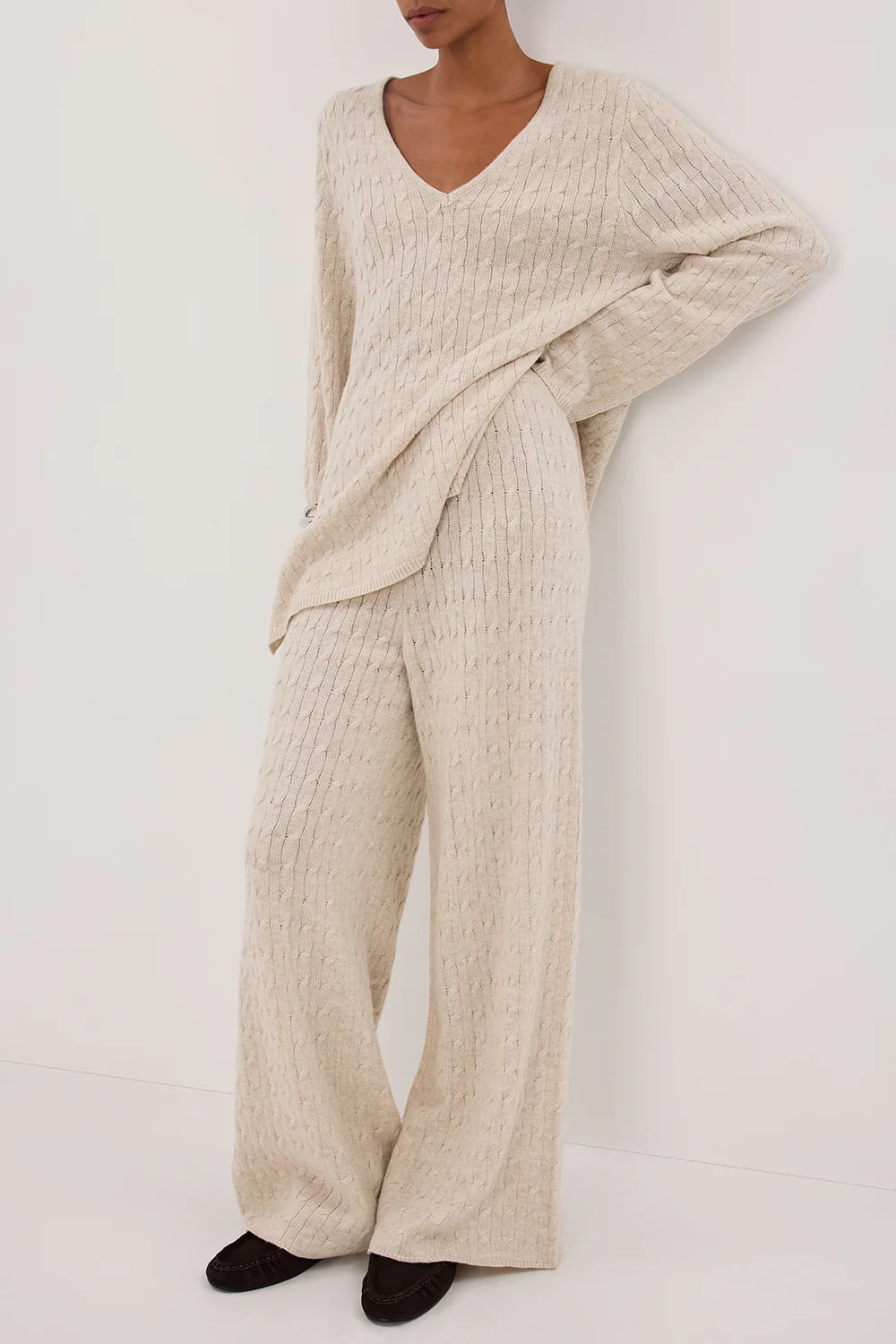 MAREN CHALK CABLE KNIT PANT - Gamepaces
