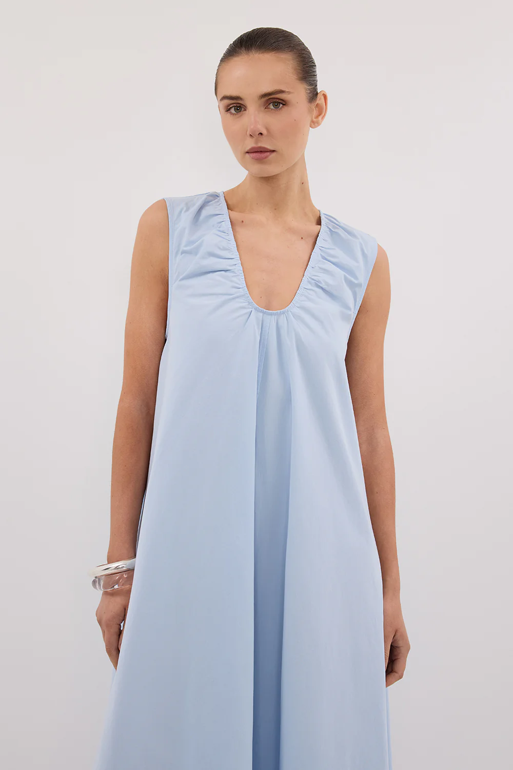 GABBY CORNFLOWER OVERSIZED COTTON MIDI DRESS - Gamepaces