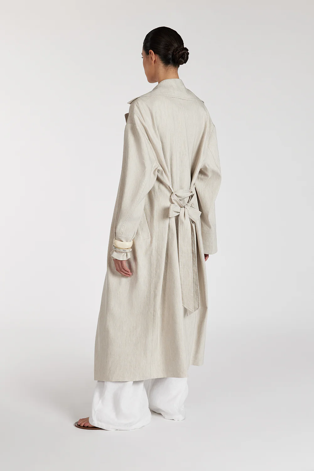 JOSEPHINA NATURAL LINEN BLEND TRENCH COAT - Gamepaces