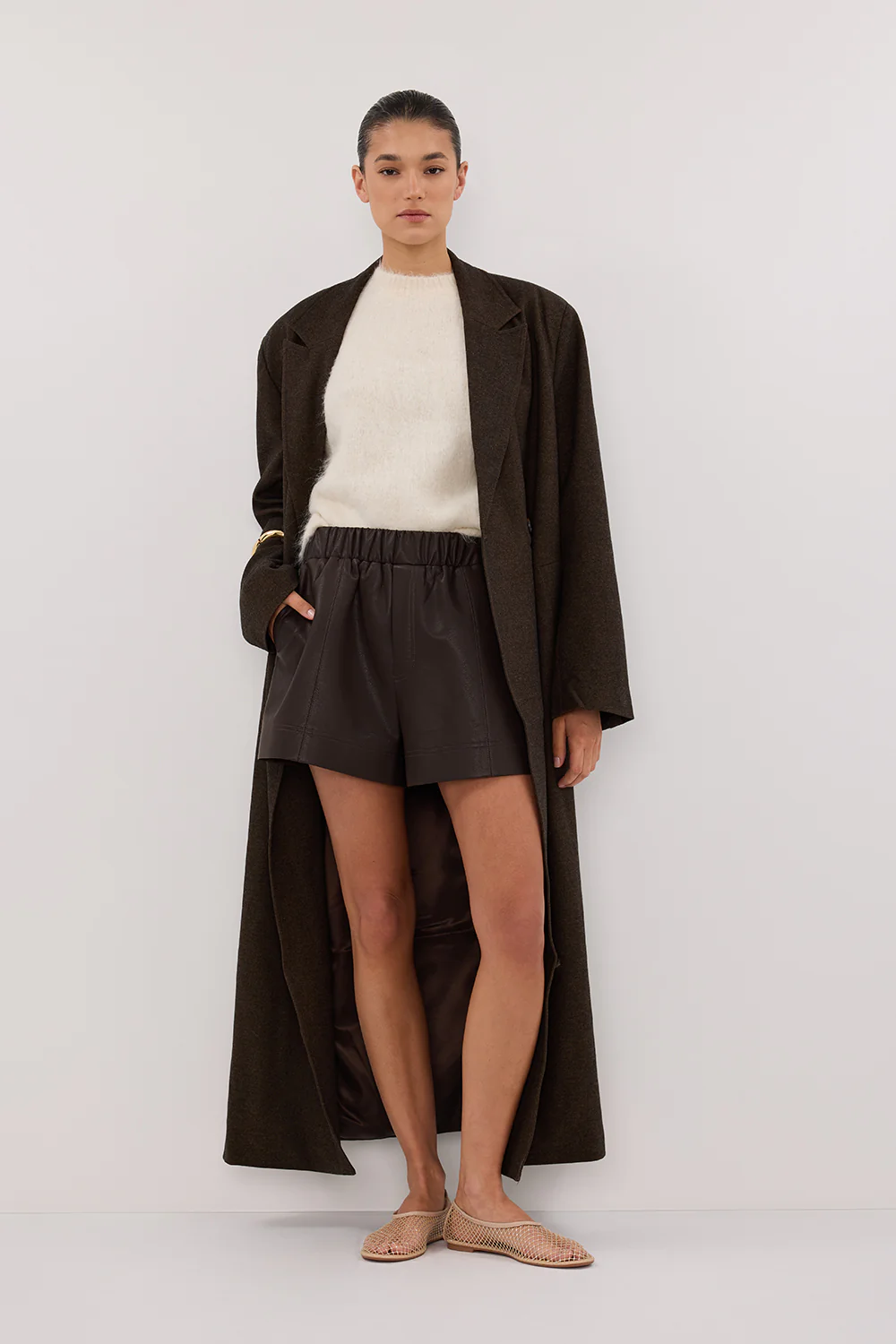 MONTY CHOC FAUX LEATHER SHORT - Gamepaces