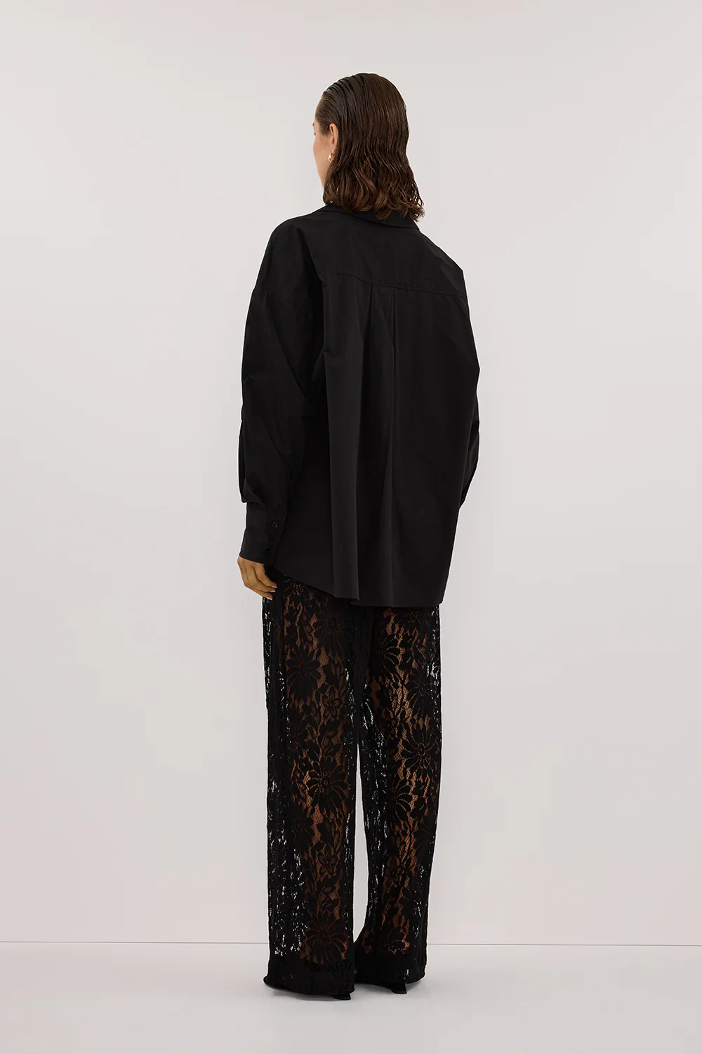 IRENE BLACK LONG SLEEVE NOTCH COLLAR SHIRT - Gamepaces