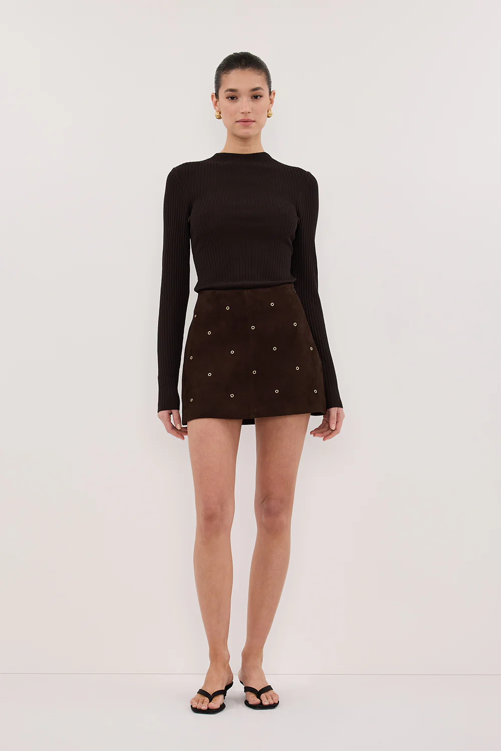 FIORA BITTER CHOC LONG SLEEVE KNIT TOP - Gamepaces