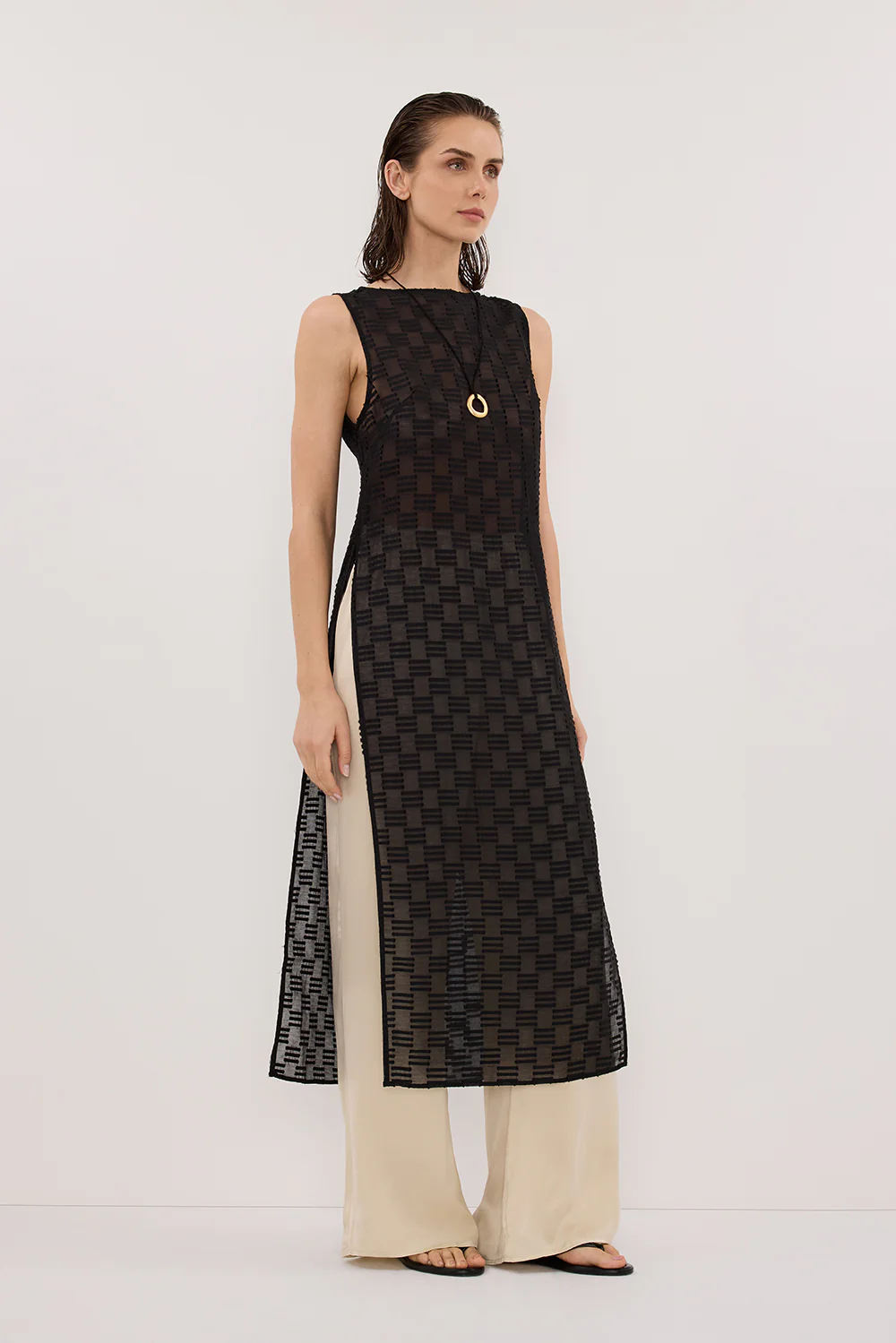 ELBA BLACK SHEER TUNIC TOP - Gamepaces