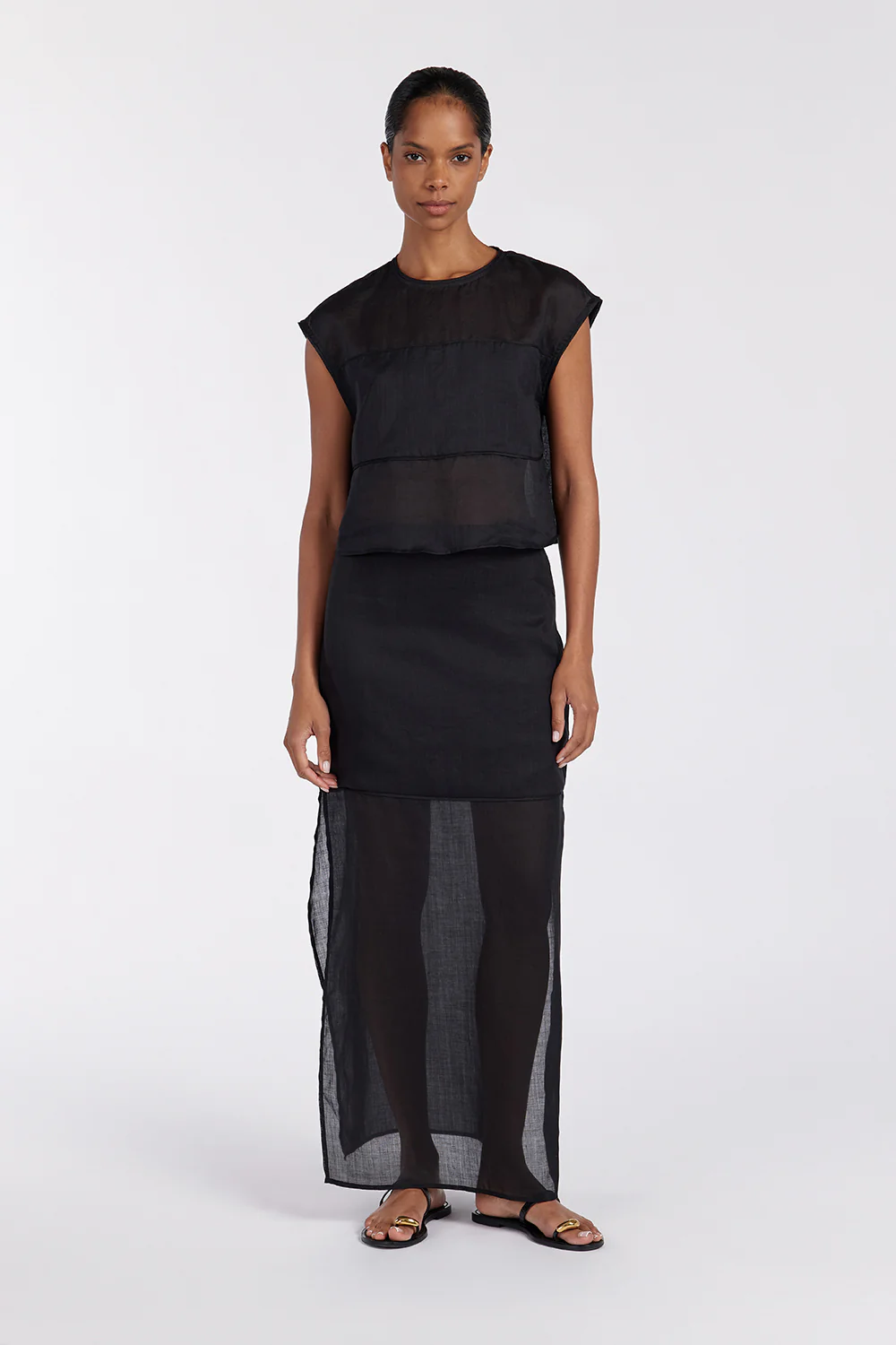 KAI BLACK RAMIE MIDI SKIRT - Gamepaces