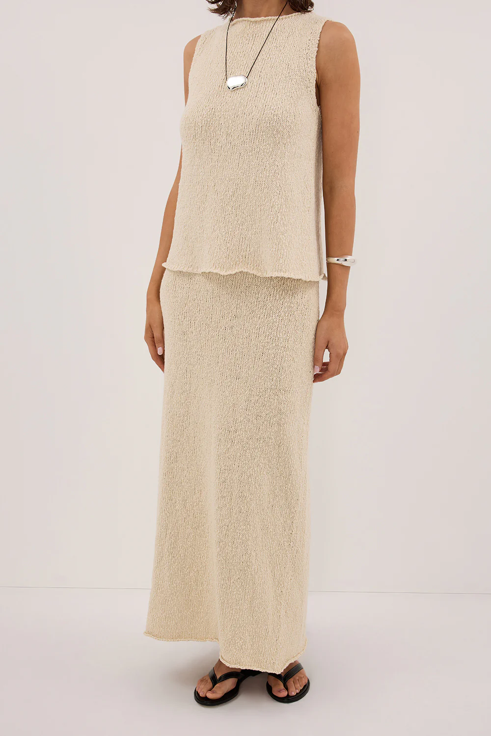 DINA NATURAL KNIT MIDI SKIRT - Gamepaces