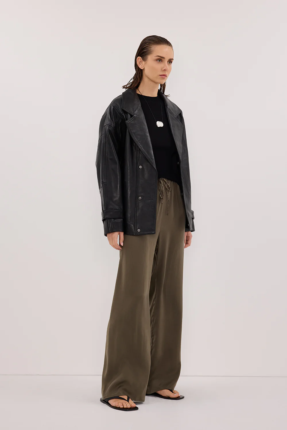 PERCY OLIVE SILK PANT - Gamepaces