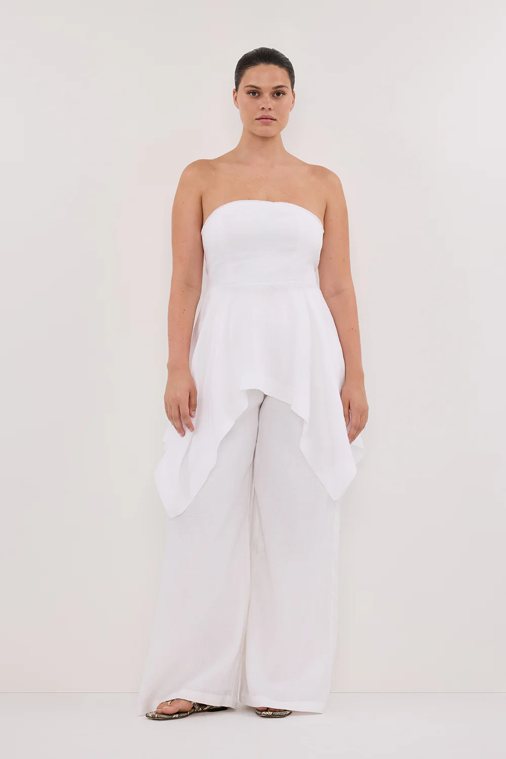 LUNA WHITE LINEN HANDKERCHIEF TOP - Gamepaces