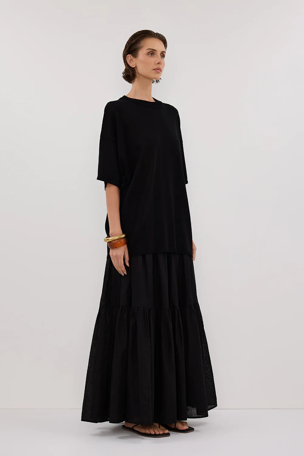 JACKI BLACK OVERSIZED KNIT TEE - Gamepaces