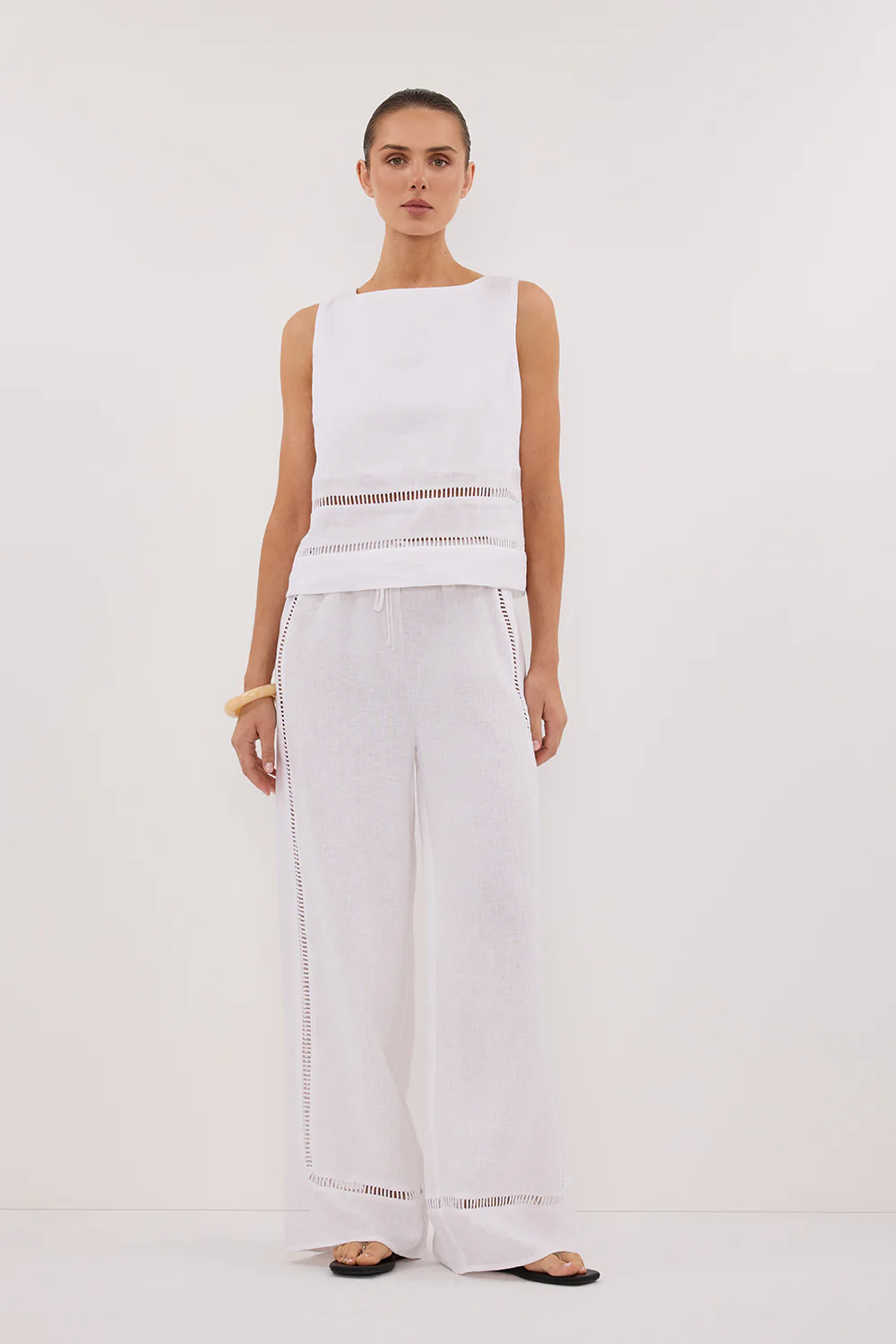 LINDSAY WHITE LINEN PANT - Gamepaces