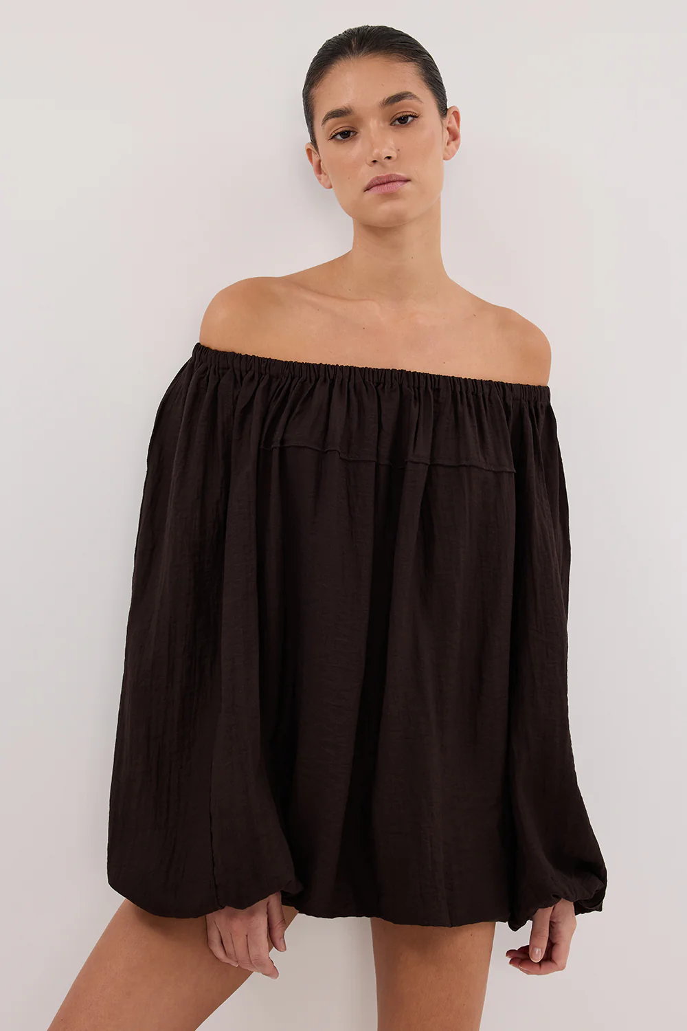 SHANIYA BITTER CHOC LONG SLEEVE TOP - Gamepaces