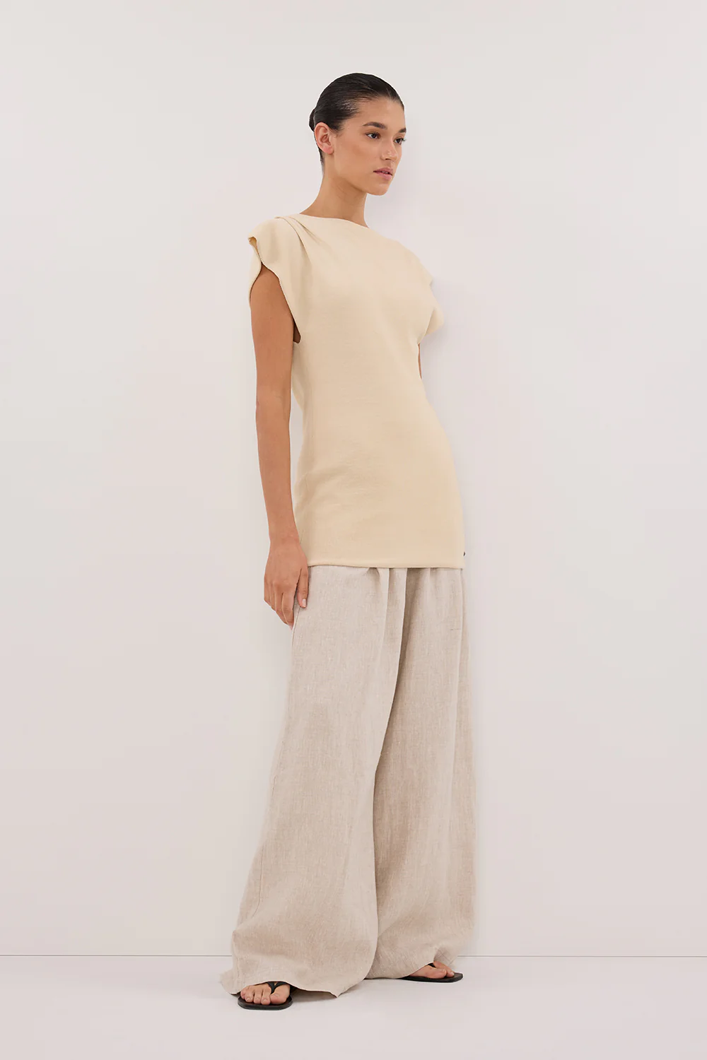 CODY NATURAL WIDE LINEN PANT - Gamepaces