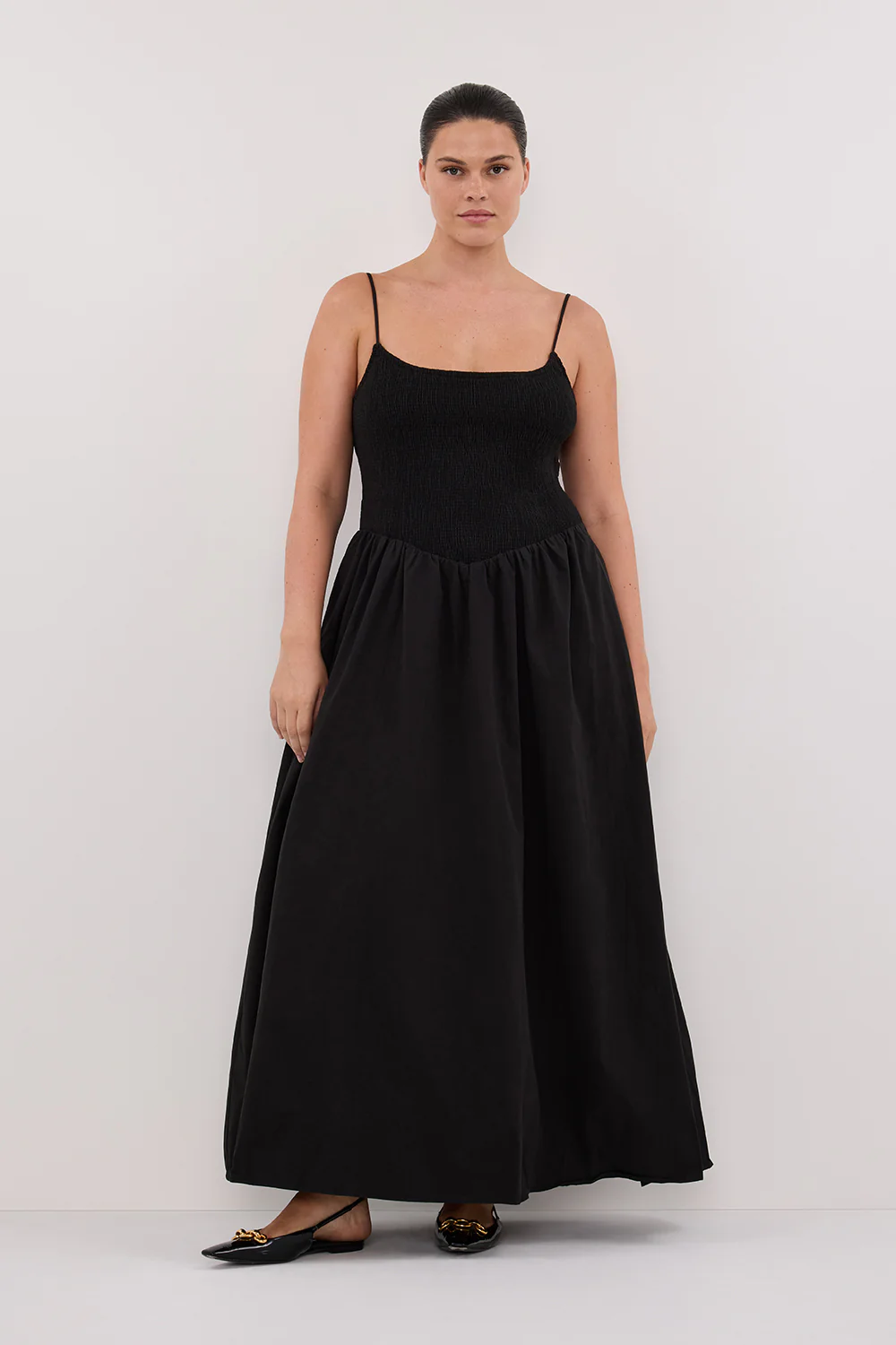 MILANO BLACK COTTON MIDI DRESS - Gamepaces