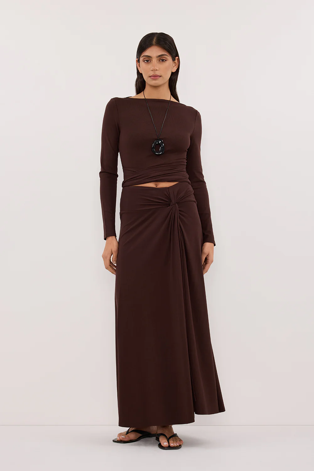 HADLEY CHOC TWIST MIDI SKIRT - Gamepaces
