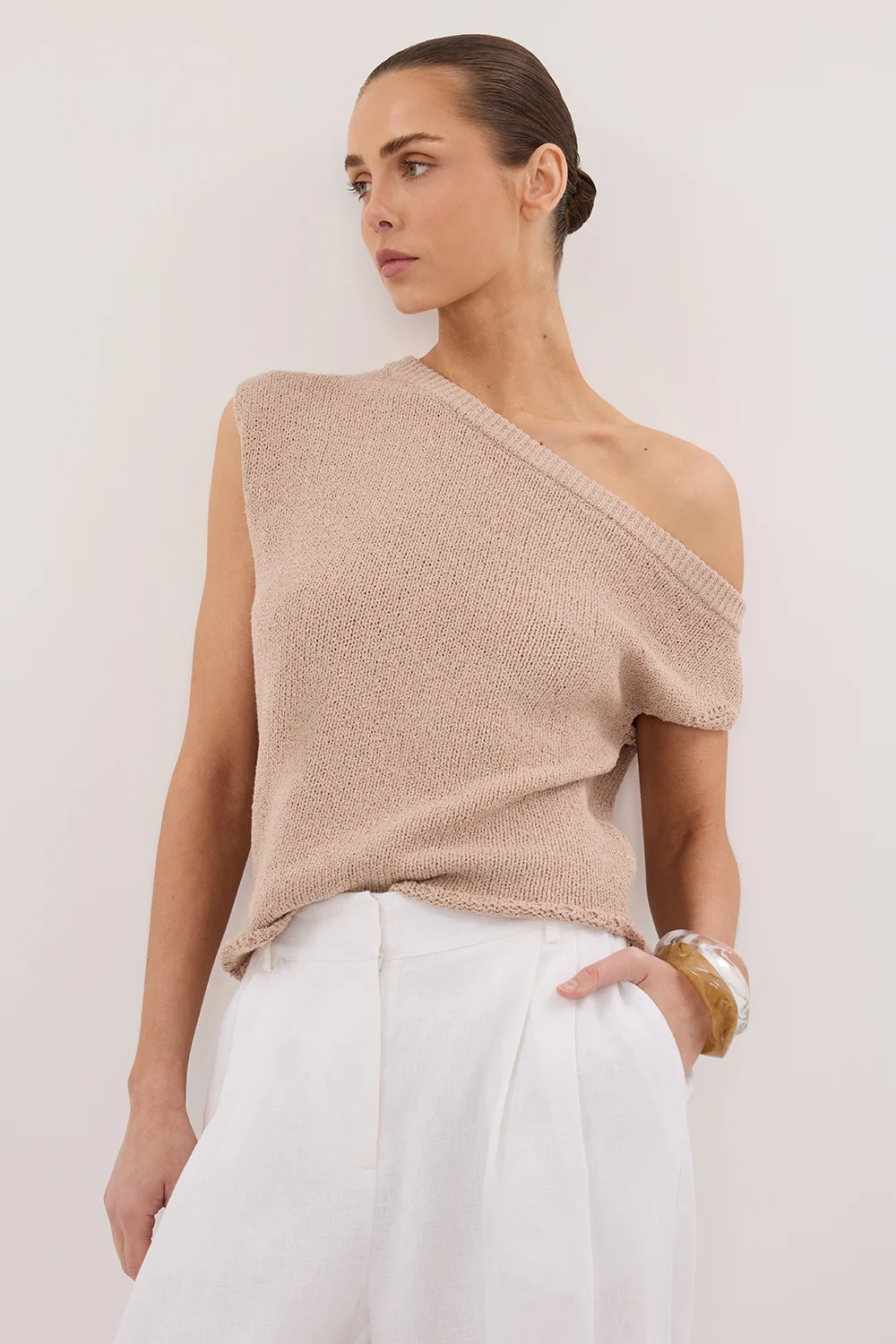 KERRY TAN ASYM KNIT TOP - Gamepaces
