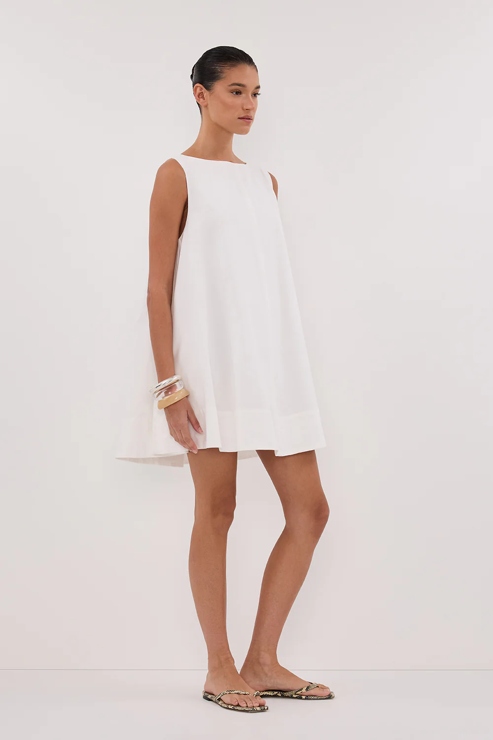 MAISIE WHITE POPLIN MINI DRESS - Gamepaces