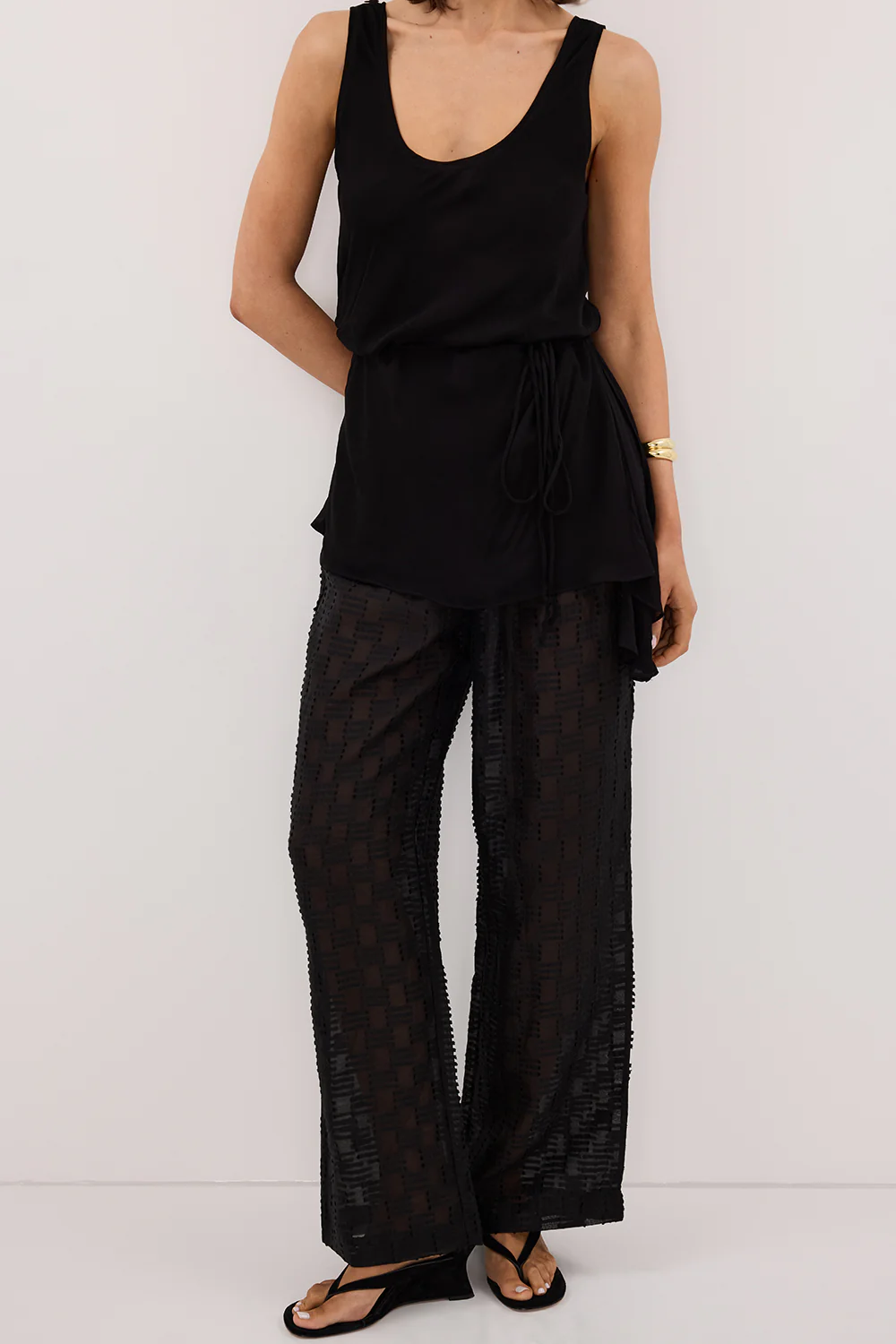 ELBA BLACK SHEER CHECK PANTS - Gamepaces