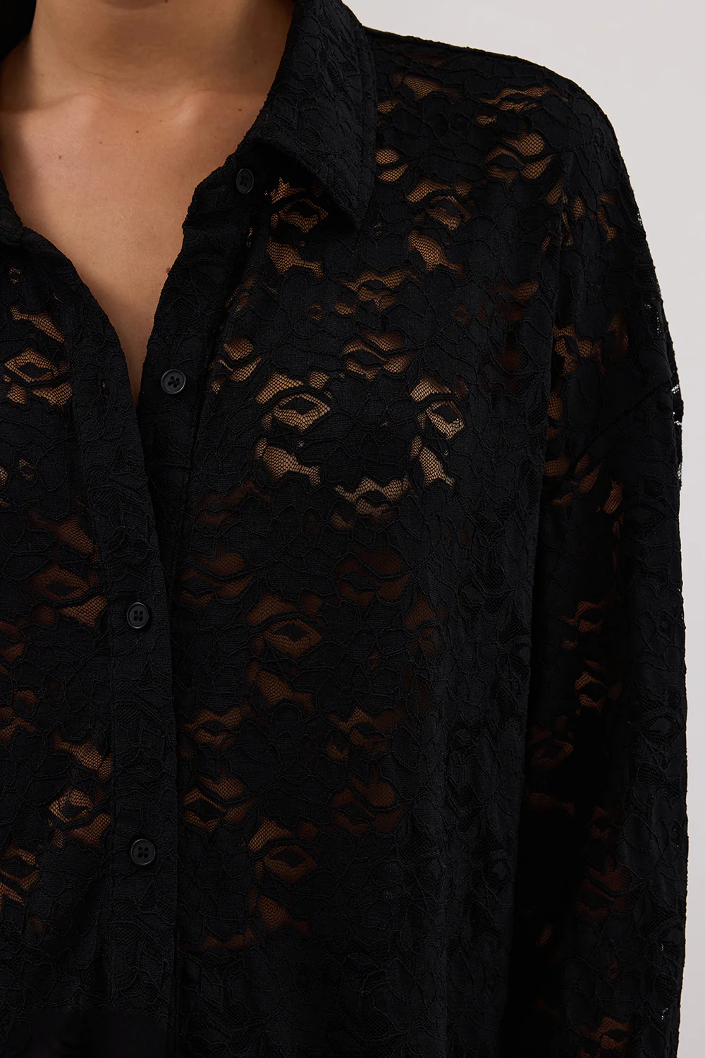 LOULA BLACK LACE LONG SLEEVE SHIRT - Gamepaces