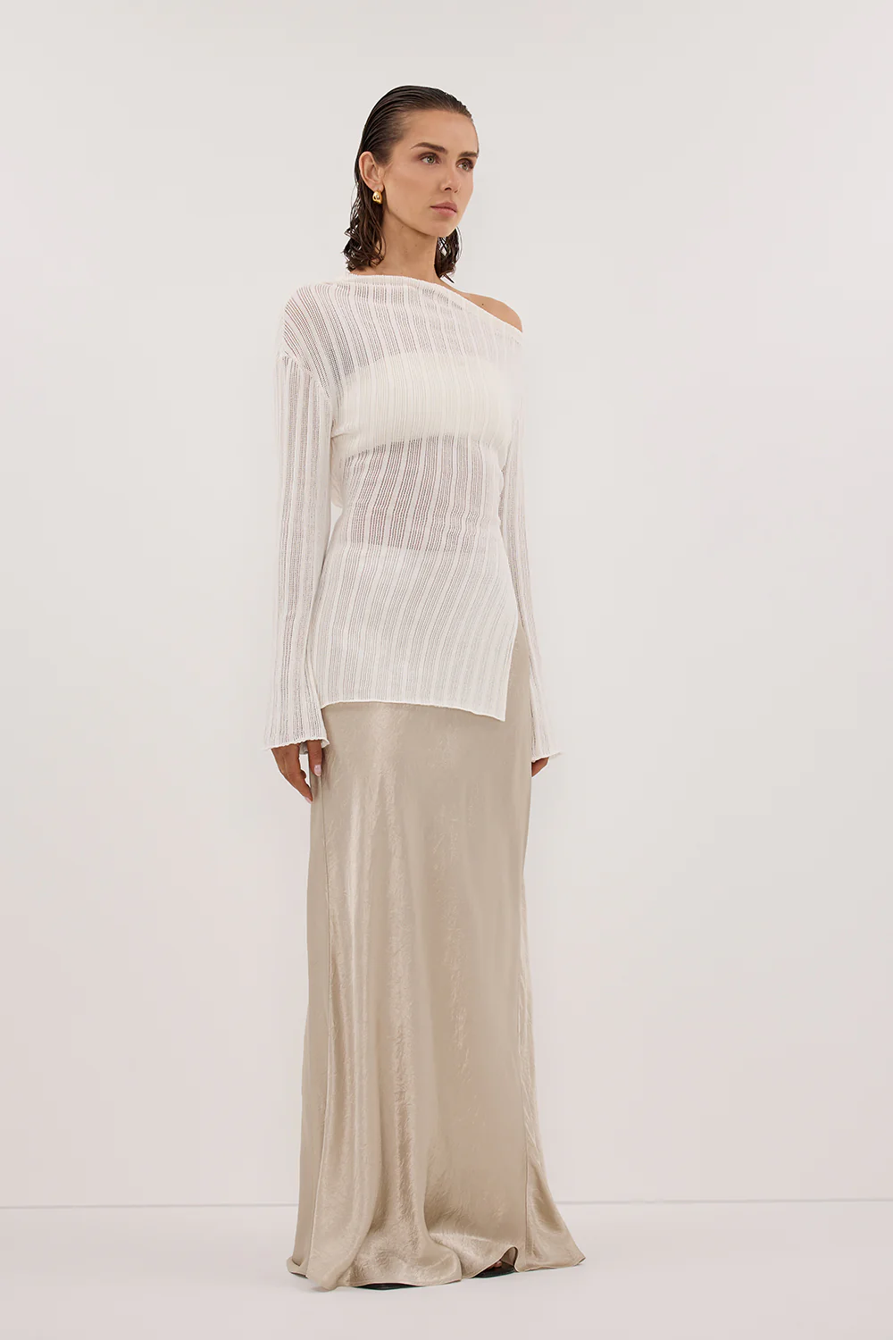 BOWIE IVORY LONG SLEEVE KNIT TOP - Gamepaces