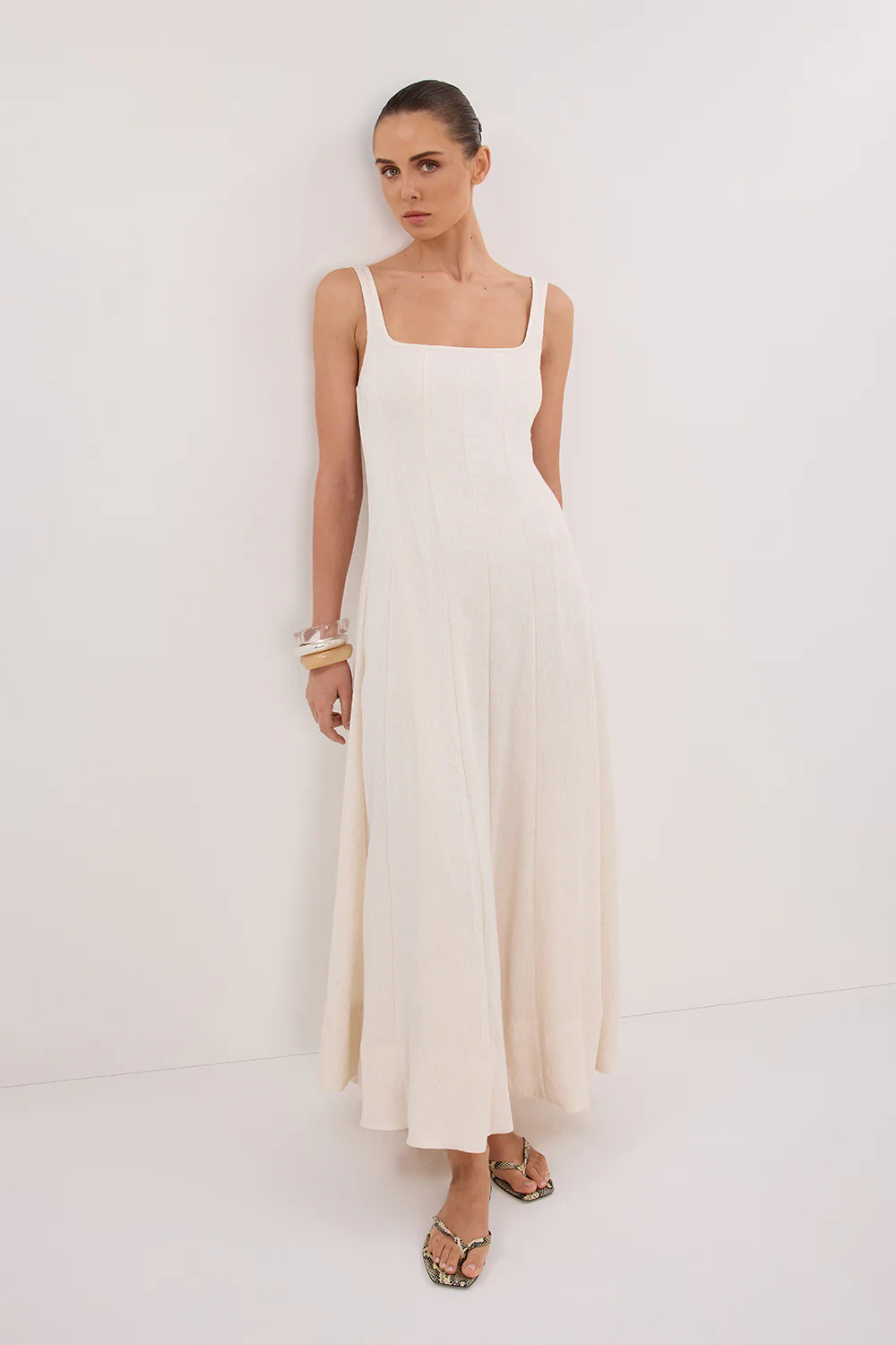 CANNE CREAM MIDI DRESS - Gamepaces