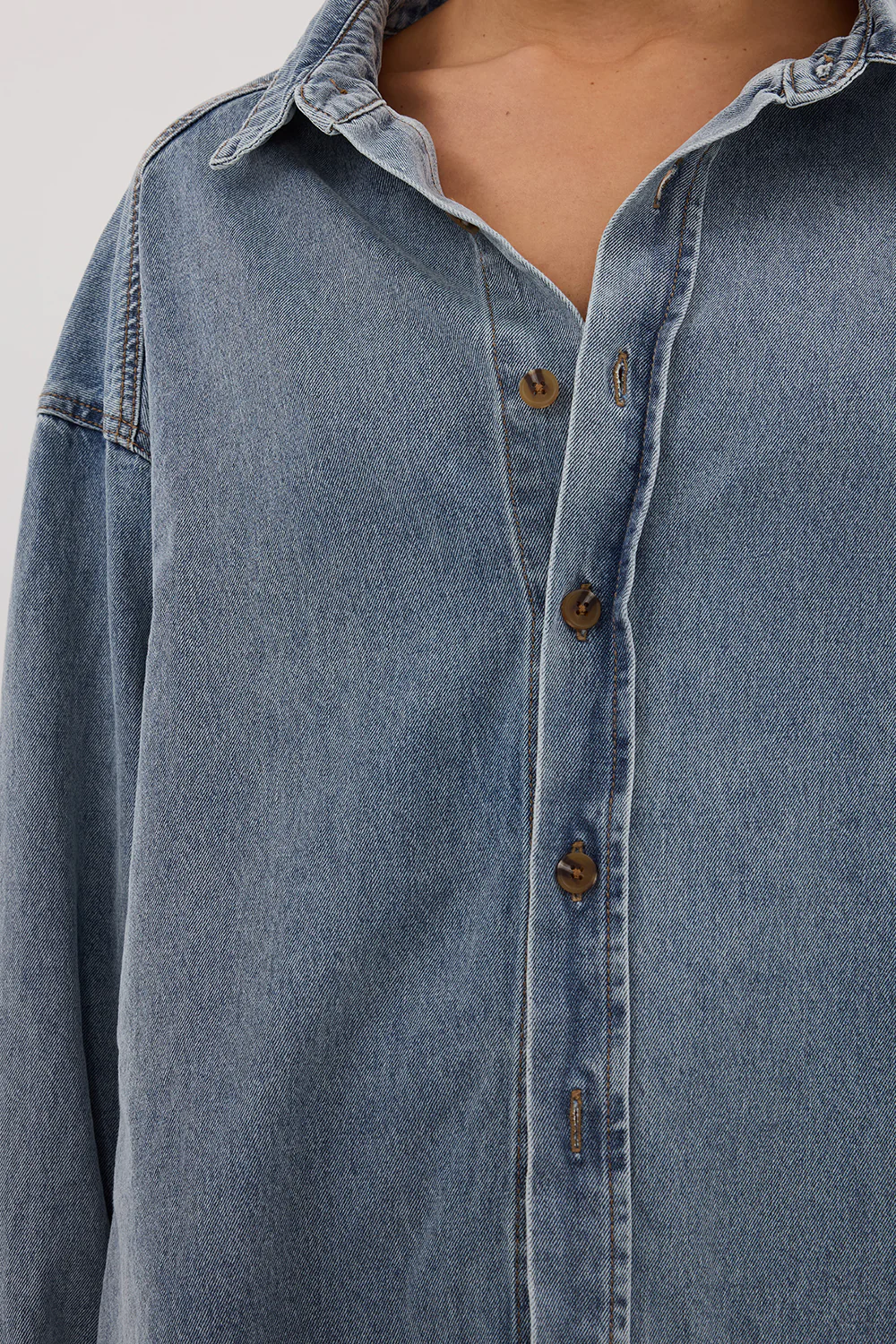 ASHTON CLASSIC BLUE OVERSIZED DENIM SHIRT - Gamepaces