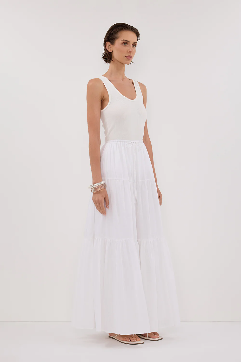 FLETCHER WHITE TIERED MAXI SKIRT - Gamepaces