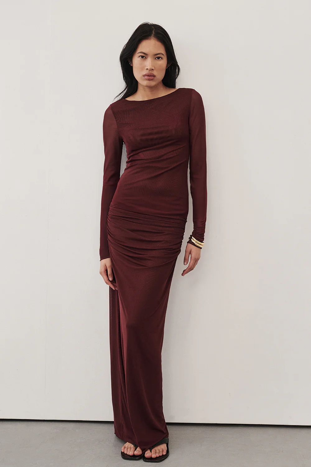 NYRA WINE COLUMN MIDI SKIRT - Gamepaces