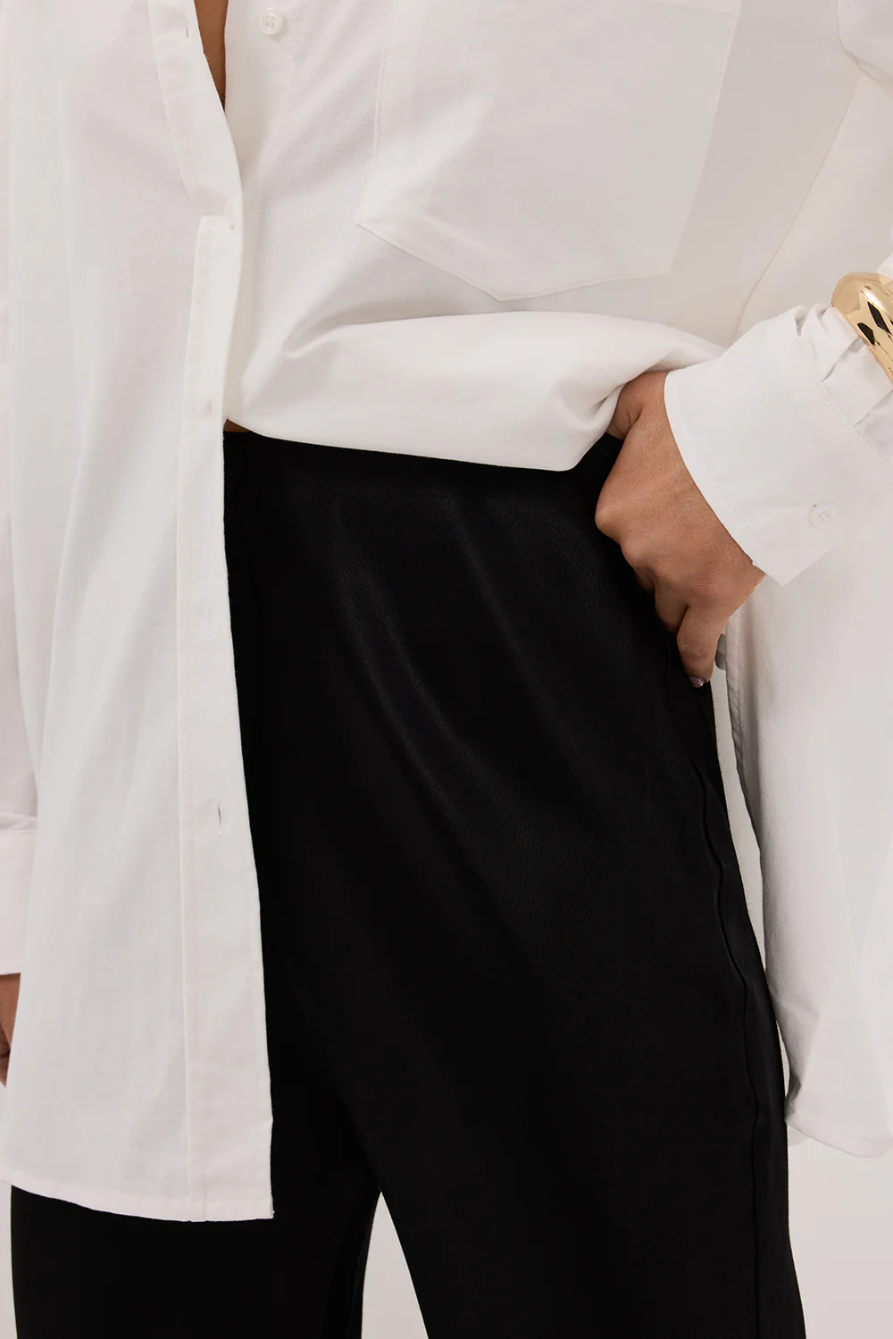 NIKKI BLACK SATIN BIAS PANT - Gamepaces