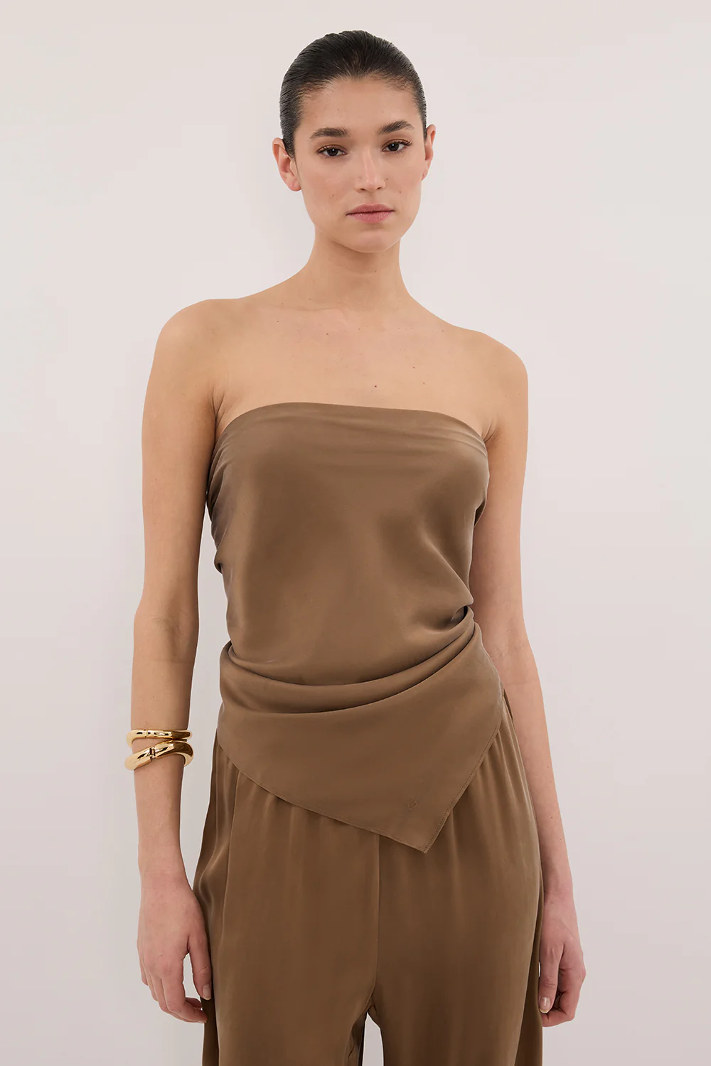 PERCY CHESTNUT SILK SCARF TOP - Gamepaces