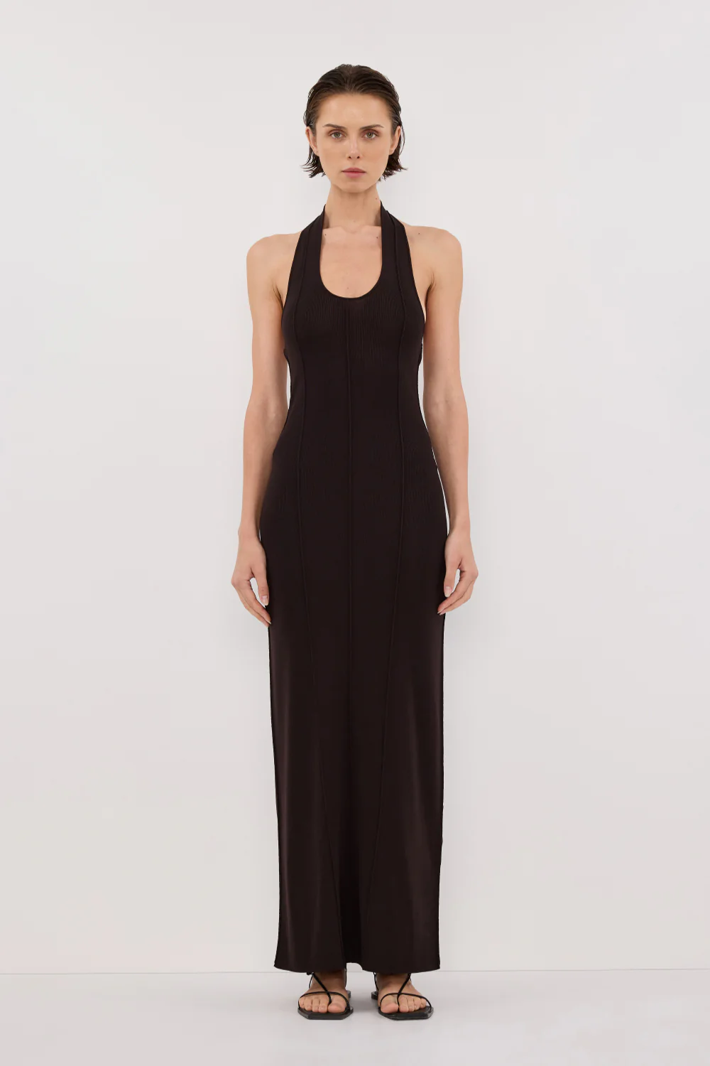 LISS BITTER CHOC HALTER MAXI DRESS - Gamepaces