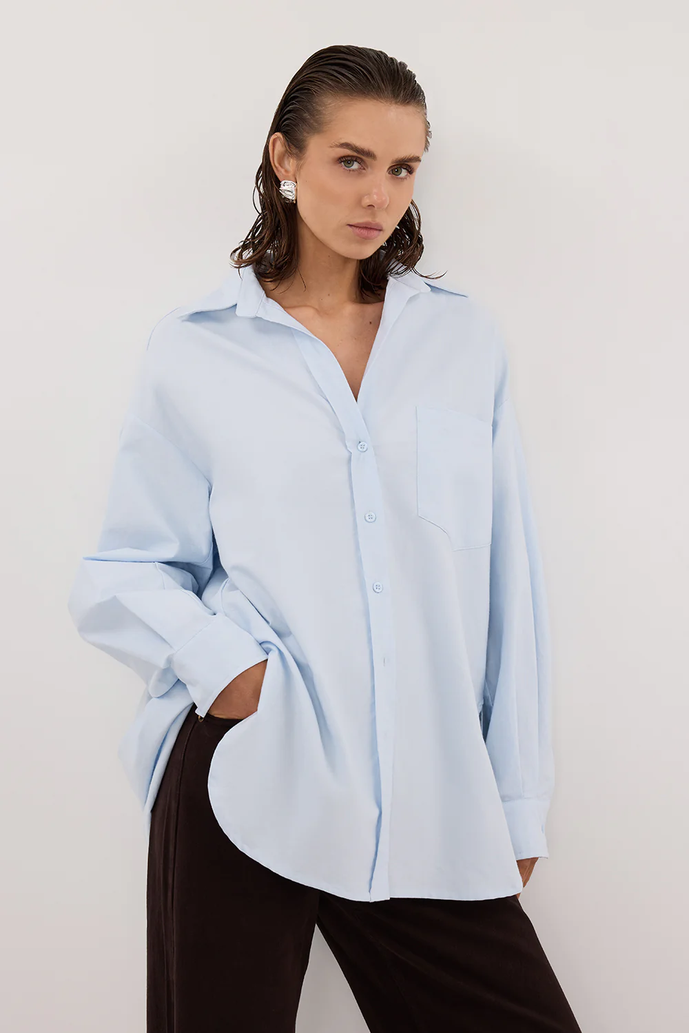 RHEA 2.0 ICE BLUE OVERSIZED COTTON SHIRT - Gamepaces