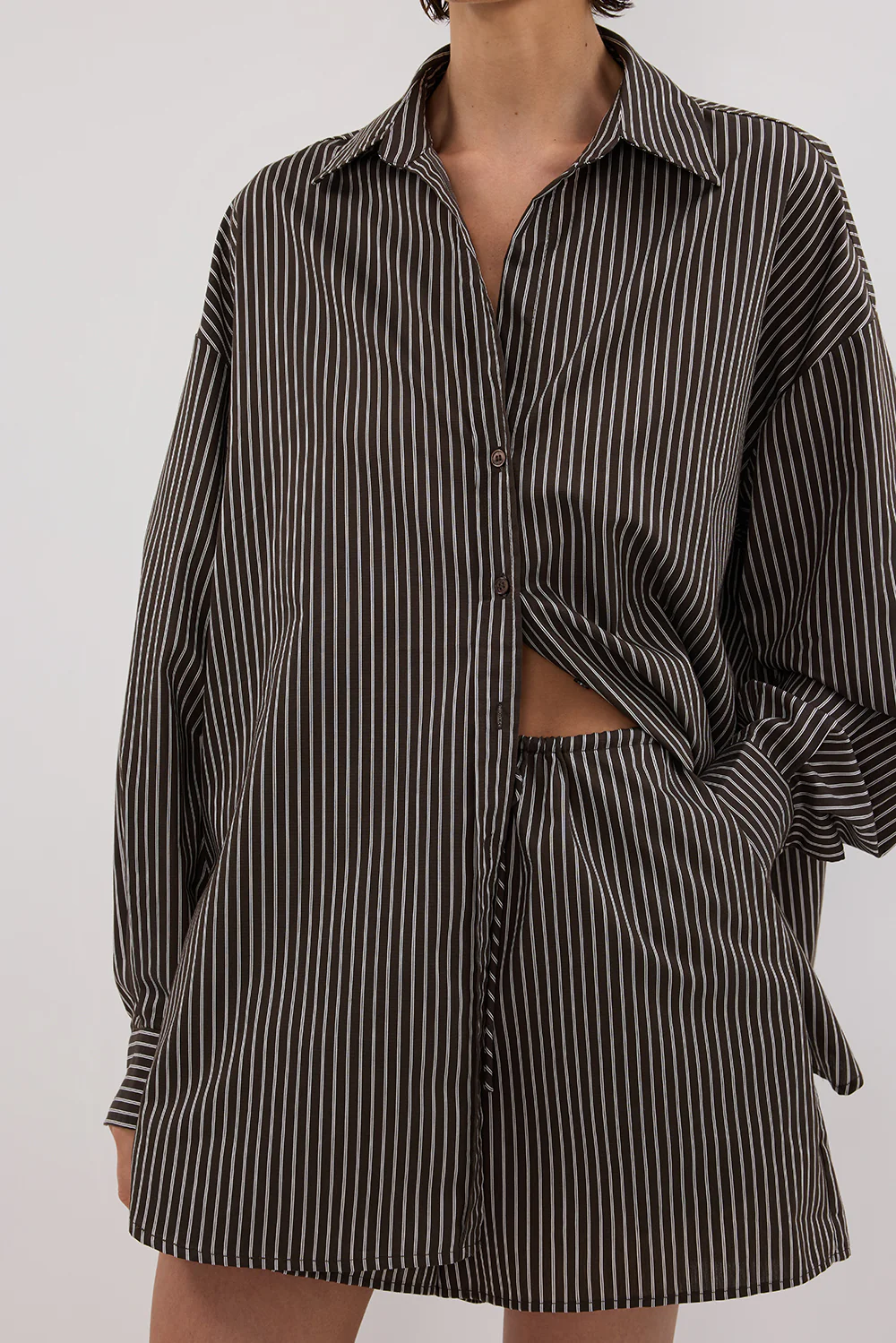 PALMA BITTER CHOC OVERSIZED SILK BLEND SHIRT - Gamepaces