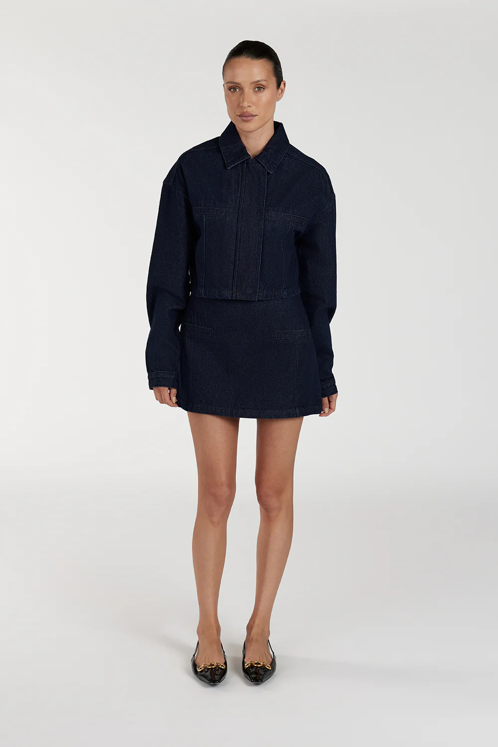 ALBERTA INDIGO TAILORED DENIM SKIRT - Gamepaces