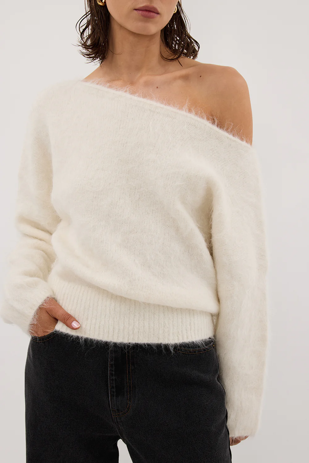 SALMA IVORY ASYM KNIT JUMPER - Gamepaces