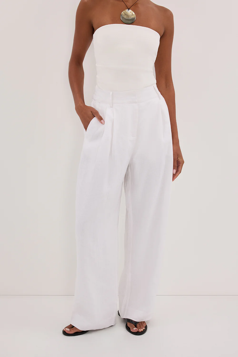 FRAN WHITE LINEN PANT - Gamepaces
