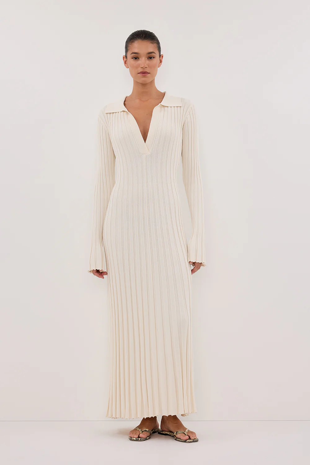 HAL PLASTER LONG SLEEVE KNIT MIDI DRESS - Gamepaces