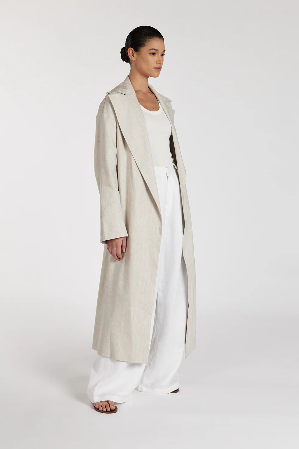 JOSEPHINA NATURAL LINEN BLEND TRENCH COAT - Gamepaces