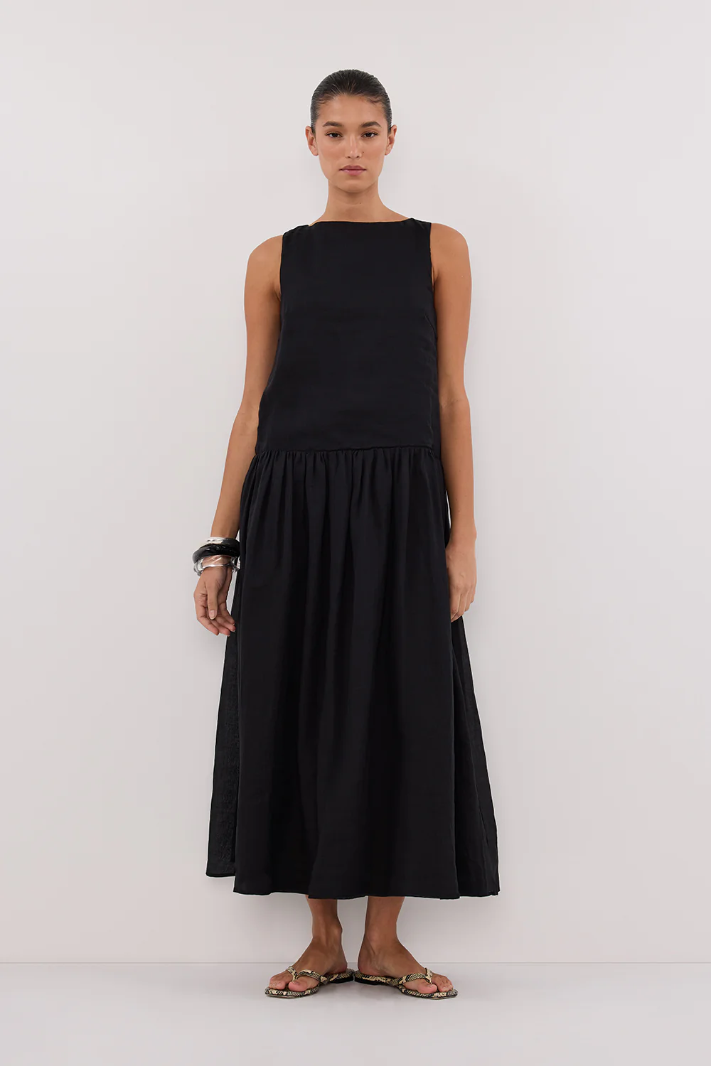 JACQUES BLACK RAMIE MIDI DRESS - Gamepaces