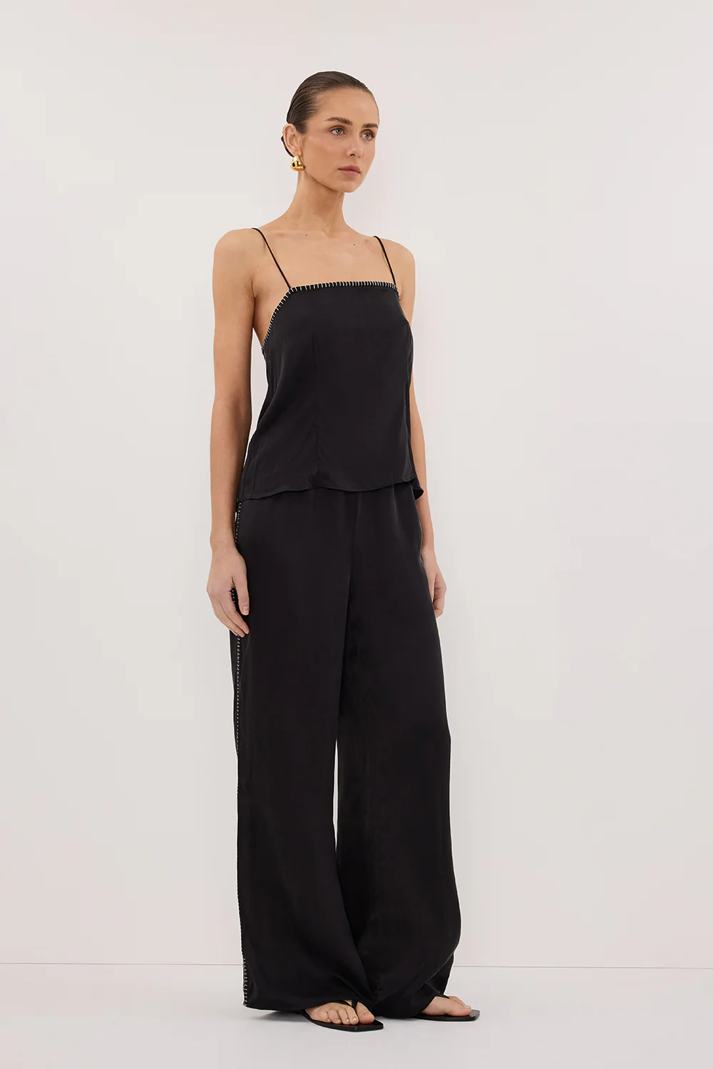 PIPER BLACK SILK STITCH DETAIL PANT - Gamepaces